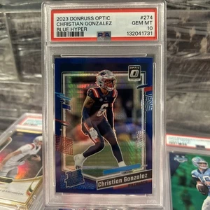 Donruss Optic Christian Gonzalez 2023 azul Hyper RC clasificación novato #274 Patriots - Imagen 1 de 2
