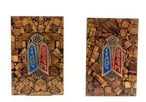 Vintage Holz und Metall Judica Buchstützen klein 155g 6x3,75in gebraucht - Bild 1 von 16