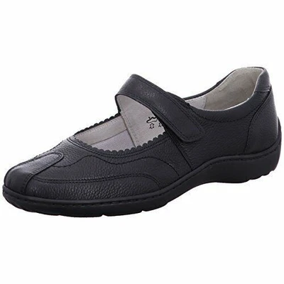 Waldlaufer Henni 496302 Black Leather WIDE FIT Mary Jane Shoes With Strap - Image 1 of 4