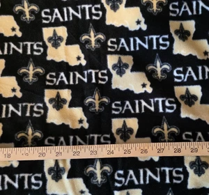NFL New Orleans Saints Black Toss Fleece Craft Nähen Stoff 42 cm Neu - Bild 1 von 2