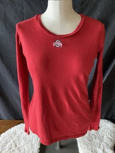 OHIO STATE  EMBROIDERED ANTIGUA Long Sleeve Shirt Sz S Red - Picture 1 of 4