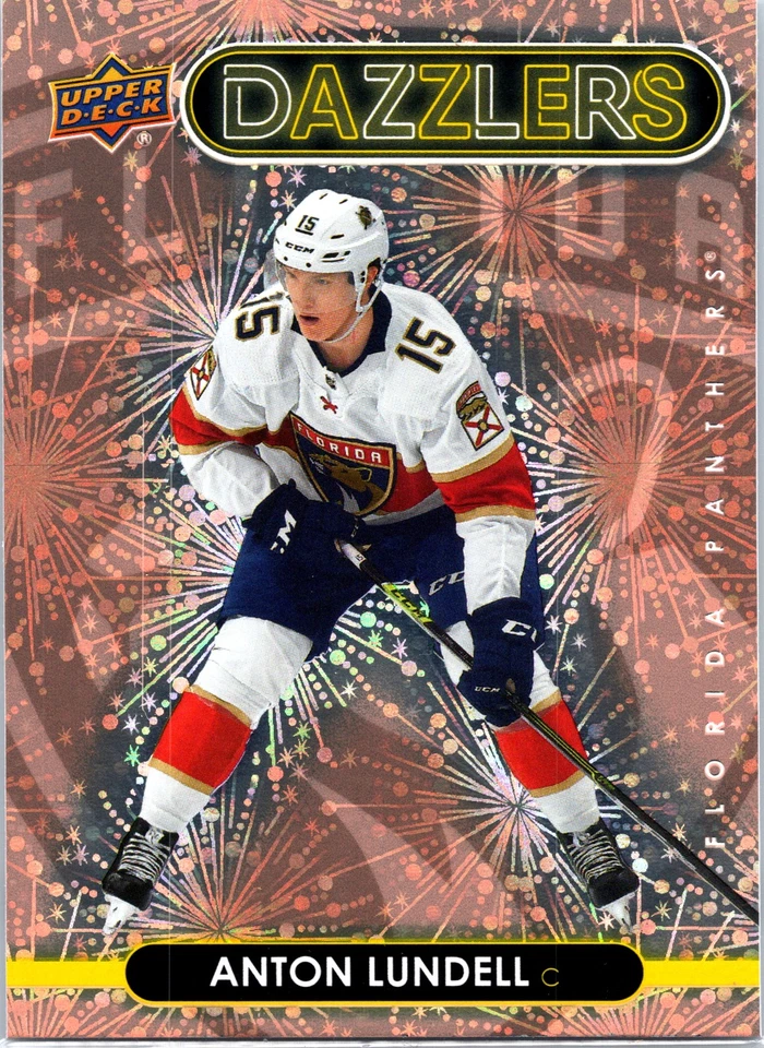 2021-22 Upper Deck Extended ANTON LUNDELL #DZ-116 Dazzlers Pink Florida Panthers - Image 1 of 2