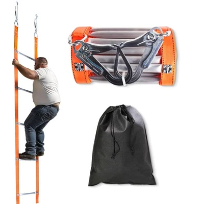 Escalera de escape de incendios de 13 pies con 2 ganchos pesados, escalera de bomberos de emergencia de 2 pisos con... Foto 1 de 4