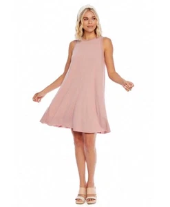 Mudpie Women’s Blush Pink Ribbed Crew Neck Sleeveless Inman Knit Dress XL NWT - Picture 1 of 15