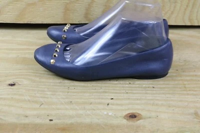 Balenciaga Ballet Flats 6 Blue Leather Gold Studs Arena Shoes Italy - Image 1 of 4