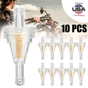 10Pcs 1/4 Inch Motorcycle Clear Gas Inline Fuel Filter Replacement for Dirt Bike - Foto 1 di 10