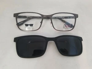 XXL Jetter eyeglasses Frame Gunmetal w/ Polarized Gray Clip on 56mm MEN - Picture 1 of 5