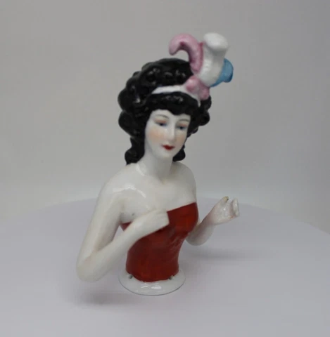 Art Deco Style Half doll Figurine Marchioness Half Doll Pincushion Arms Away Fre Cover