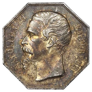 France jeton Napoléon III argent Société Arts Sciences Carcassonne poinçon main  - Picture 1 of 3