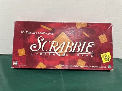 Vintage 1999 MB/Hasbro SCRABBLE Crossword Game  Classic Wood Tiles - Image 1 of 4
