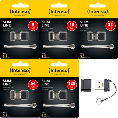 Intenso USB Stick Slim Line 3.2 Flash Drive 8GB 16GB 32GB 64GB 128GB - Image 1 of 4