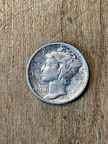 1936 Mercury Dime VF Cover