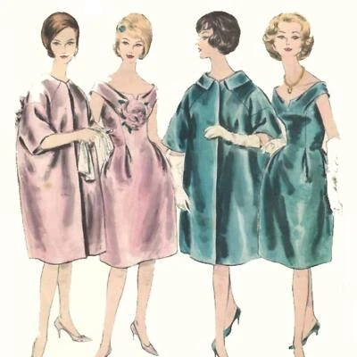 1960s Muster, Vogue Abendkleid, Mantel - Büste = 86.4cm (86cm) - Bild 1 von 2
