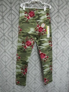New Wonder Nation Leggings Size L 10-12 Girls Green Camo Red Floral  School Play - Picture 1 of 3