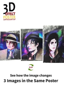 King of Pop - Michael Jackson Poster 3D Lenticular Flip Effekt, 3 Bilder in einem - Bild 1 von 9