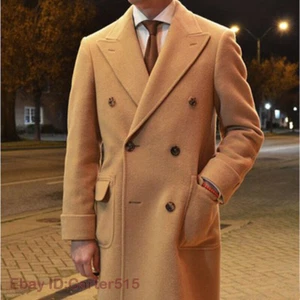 Cappotto uomo 100% lana stile britannico risvolto parka doppio petto FANTASTICO - Foto 1 di 12