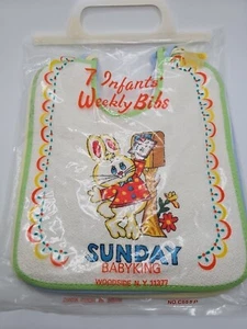 New Old Stock Vintage Days Of The Week Baby Bibs Set - Picture 1 of 7