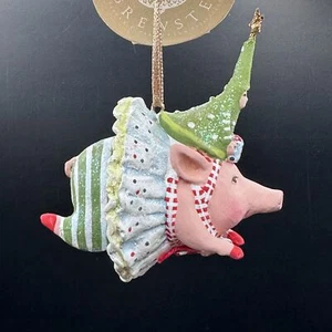 Neu im Karton Patience Brewster Mini fröhliches fliegendes Schwein Baumreiter Weihnachtsschmuck 2009 - Bild 1 von 13