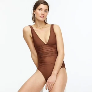 J Crew Ruched femme one-piece swimsuit in Dark Twig Brown Plus Size 24 - Picture 1 of 4