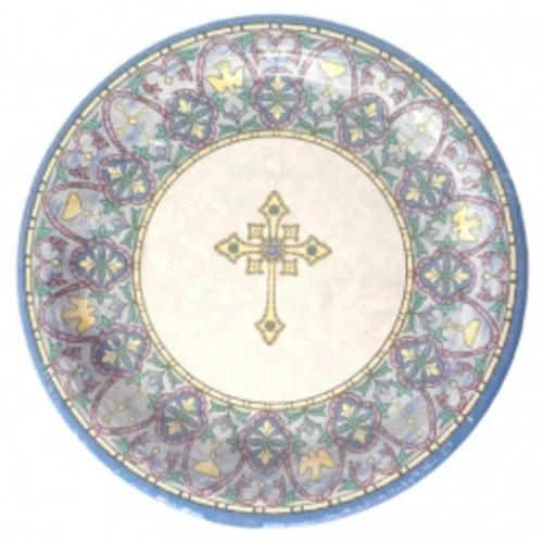 Set of 36 Large Blue Religious Party Plates - Communion Confirmation etc -  New - Image 1 of 1