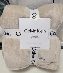 Calvin Klein Core Plush Solid Blanket, Queen Light Beige - Picture 1 of 4