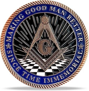 Masonic Challenge Coin Freemason Commemorative Coin Blue Lodge Brotherhood Gifts - Imagen 1 de 7