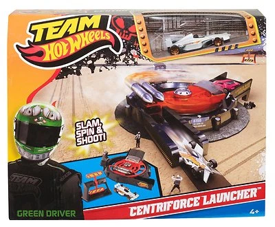 Team Hot Wheels Green Driver Centriforce Launcher com Carro e Alvo - NOVO - Imagem 1 de 3