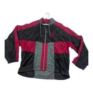 Nike Jacket Mens Med M Black Gray Maroon Windbreaker Zip Up 90s Nylon Slicky VTG - Picture 1 of 16