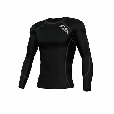 FDX  Mens Compression Armour Base Layer Top Long Sleeve Thermal Gym Sports Shirt - Image 1 of 4
