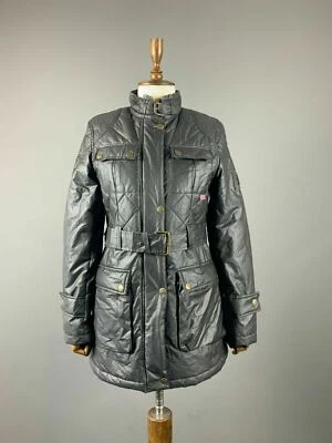 Chaqueta Parka Negra Edredón Cremallera Completa Dorada Belstaff Damas Talla M Foto 1 de 4