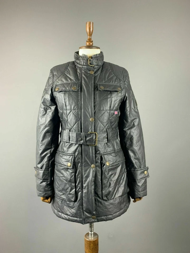 Chaqueta Parka Negra Edredón Cremallera Completa Dorada Belstaff Damas Talla M Foto 1 de 4