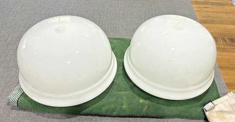 Large 12” Schoolhouse Bank Ceiling Light Milk Glass Globe - pair(2) - 3.75” VTG Cover