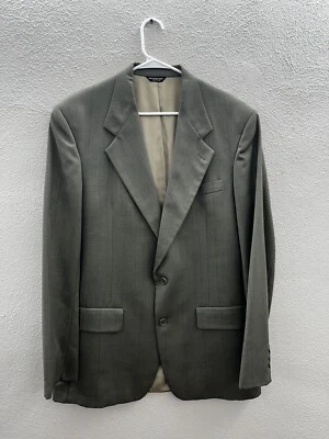Blazer masculino Bill Blass tamanho desconhecido lã verde dois botões terno casaco - Imagem 1 de 4