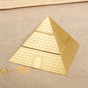 Rotatable Golden Brass Egyptian Pyramid Fidget Spinner 3 Layers Desk Decor Toys - Picture 1 of 6