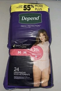 Depend Night Defense Incontinenza Biancheria Intima Donna, Pannolini Adulti Taglia M-24 Conteggio - Foto 1 di 1