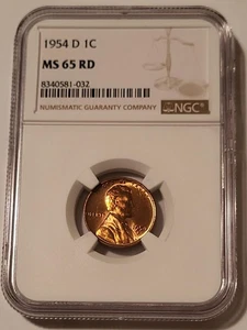 1954 D Lincoln Wheat Cent MS65 RED NGC Light Patina - Picture 1 of 2
