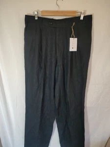 Trousers 100% Linen Mens 34 W 31 L Summer Blue Retro Vintage Made Germany Rare - Picture 1 of 12