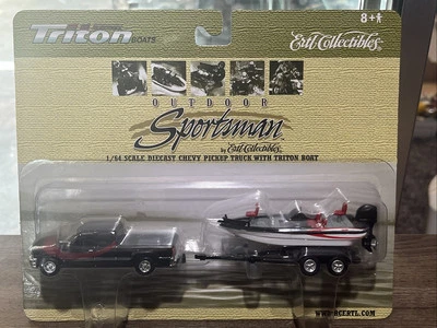CHEVY PICKUP TRUCK , TRITON BOAT & TRAILER 1/64 DIECAST ERTL COLLECTIBLES - Image 1 of 4