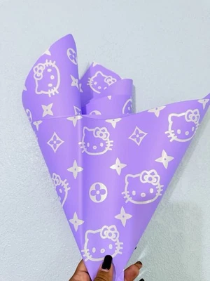 Cat Face Wrapping Paper – 20 Sheets (22x22”) for Bouquets, Gifts & Crafts - Image 1 of 4