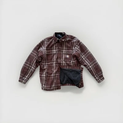 Camisa chaqueta de franela forrada de lana Carhartt para hombre a cuadros búfalo, talla XL Foto 1 de 4