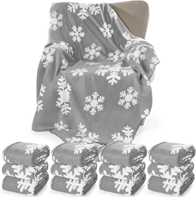12 Pcs Christmas Snowflake Throw Blankets Bulk 50 X 60 Inch Xmas Winter Holiday  - Image 1 of 4