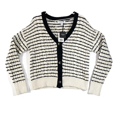 Cárdigan Sanctuary para mujer M beige negro a rayas tejido con cable suéter boho nuevo con etiquetas $50 Foto 1 de 4