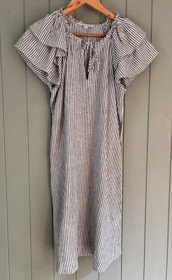 SUSSAN Ladies Dress Size 6 Linen Blend Stripe A-line Stripe Classic Beach Preppy - Image 1 of 4