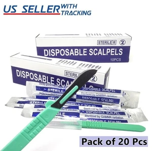 20 STÜCK STERILE EINWEG SKALPELLE #10 - EINWEG - SEZIEREN, CHIRURGISCH, DENTAL - Bild 1 von 4