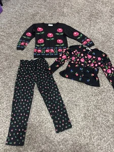 Adrienne Vittadini Girls Vintage Floral Sweater, Cardigan & Pant Set / Outfit - Picture 1 of 11