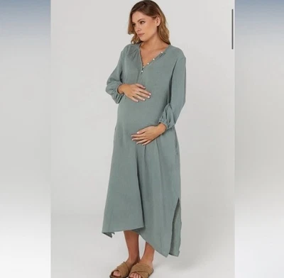 LÉGOE HERITAGE Mayfield Maternity Dress Sage Green Gauze Cotton *Size 0 (Small) - Image 1 of 4