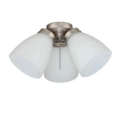 3-Light Brushed Nickel Ceiling Fan Shades LED Light Kit - Image 1 of 2