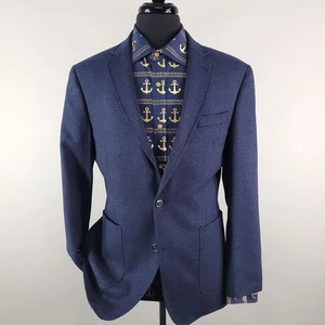 Jos A Bank 1905 Blazer Mens 39 Regular Blue Wool Slim Fit Sport Coat Jacket - Picture 1 of 18