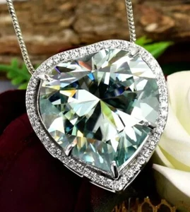 RARE 25 Ct Blue Treated Diamond Pendant Heart Shape Great Luster VVS1 Certified - Picture 1 of 6