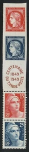 France 1949 MNH Mi 840-843 Sc 612-615 1st French postage stamps centenary ** - Picture 1 of 2
